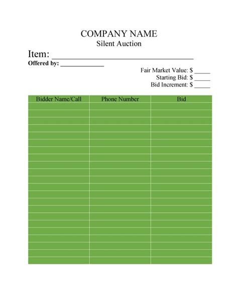 40+ Silent Auction Bid Sheet Templates [Word, Excel] ᐅ TemplateLab