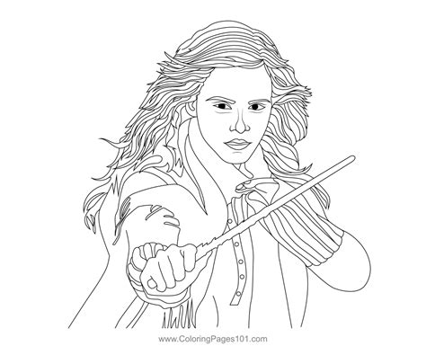 Hermione Granger Wand Harry Potter Coloring Page For Kids Harry Potter Printable Coloring Page ...
