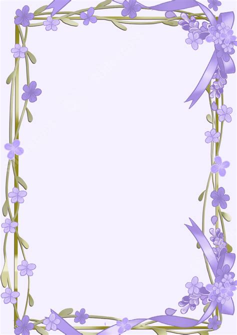 Floral Border With A Simple Purple Design Page Border Background Word Template And Google Docs ...