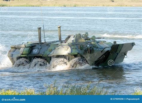 Russian APC BTR-80. editorial stock photo. Image of river - 47909598