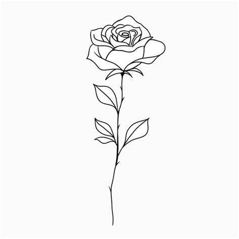 Rose Stem Tattoo, Flower Outline Tattoo, Rose Tattoo Stencil, Finger Rose Tattoo, Simple Rose ...