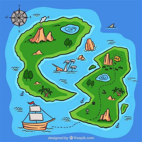 Free Vector | Hand drawn treasure island background