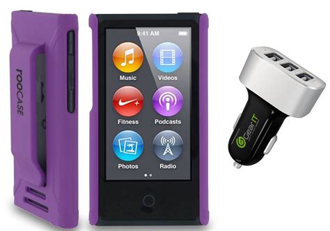 iPod Nano 7 Case Bundle (Case + Charger), roocase iPod Nano 7 Ultra Slim Fit Shell Case Cover ...