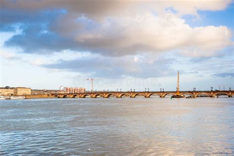 Bordeaux, the Stone Bridge on the Garonne River, France Stock Photo - Image of building, view ...