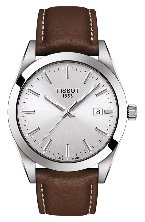 Tissot T-Classic Gentleman Leather Strap Watch, 40mm | Nordstrom in 2021 | Brown leather strap ...