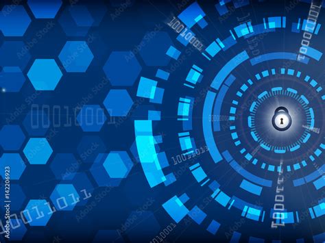 Blue Cyber Security Background with lock and digital Stock Vector ...