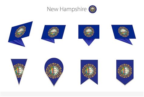 Premium Vector | New hampshire us state flag collection eight versions ...