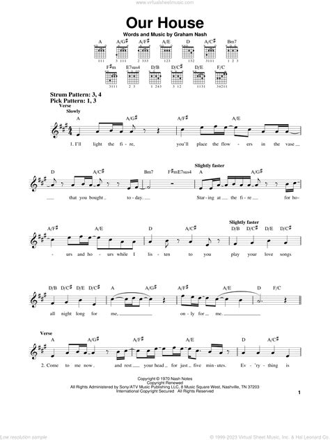 Our House sheet music for guitar solo (chords) (PDF-interactive)