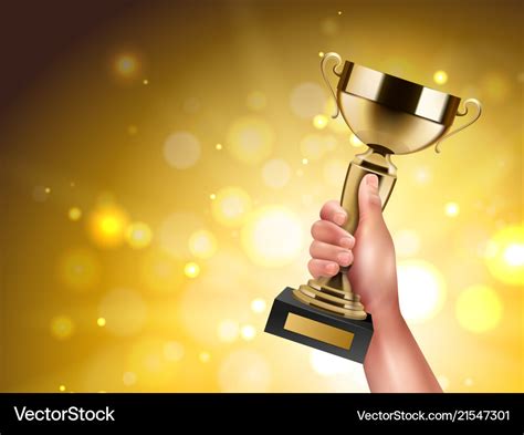 Trophy in hand composition Royalty Free Vector Image