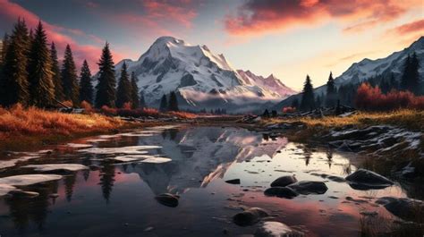 Premium AI Image | Mountain Peak at Sunrise