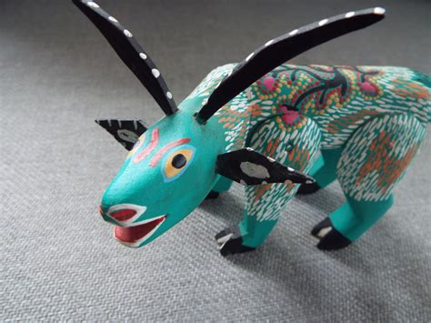 Vintage Signed Folk Art Oaxaca Alebrijes Figure Hand Carved Wood Hand Painted San Pedro Mexico ...