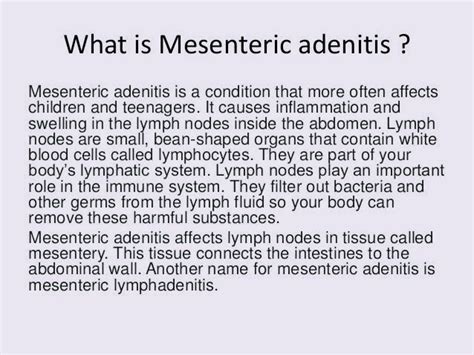 Symptoms of mesenteric adenitis - PT Master Guide