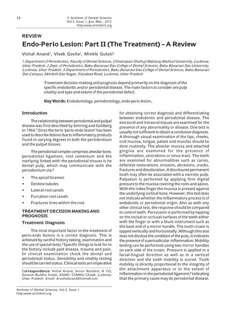 (PDF) Endo-Perio Lesion: Part II (The Treatment) – A Review