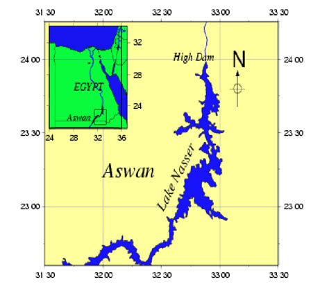 Location of the High Dam and Lake Nasser. | Download Scientific Diagram