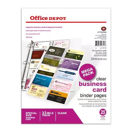 Office Depot Brand Business Card Binder Pages 8 12 x 11 Clear Pack Of ...