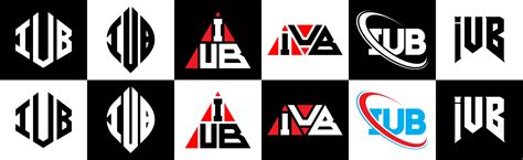 IUB letter logo design in six style. IUB polygon, circle, triangle, hexagon, flat and simple ...