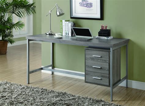 Modern 60" Three Drawer Desk in Reclaimed Dark Taupe Finish – ComputerDesk.com