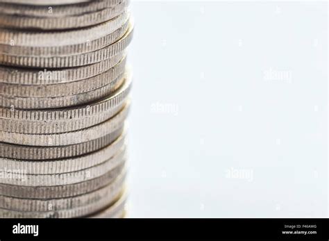 coin stack on white background Stock Photo - Alamy