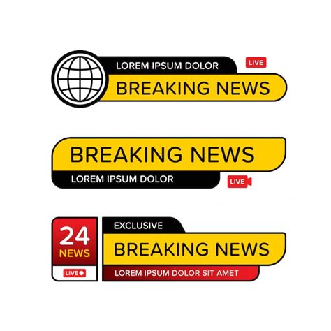 Set of breaking news banner template in various shape. | Premium Vector