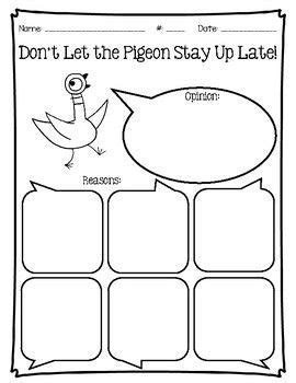 Don't Let the Pigeon Stay Up Late Opinion Writing | Kindergarten ...