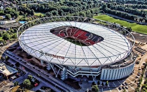 BayArena, Leverkusen, R, aerial view, Bayer 04 Leverkusen stadium ...