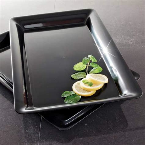 Amazon.com: 4 Rectangle Black Plastic Trays Heavy Duty Plastic Serving ...