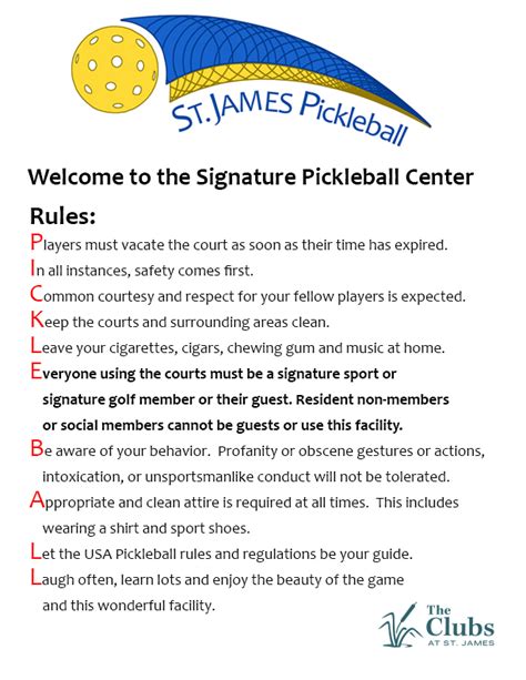 Pickleball Court Rules – StJamesPickleball.com