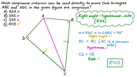 Question Video: Using Triangle Congruence Criteria to Establish Congruence | Nagwa