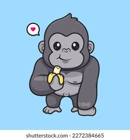 Cute Gorilla Eating Banana Cartoon Vector Stock Vector (Royalty Free) 2272384665 | Shutterstock