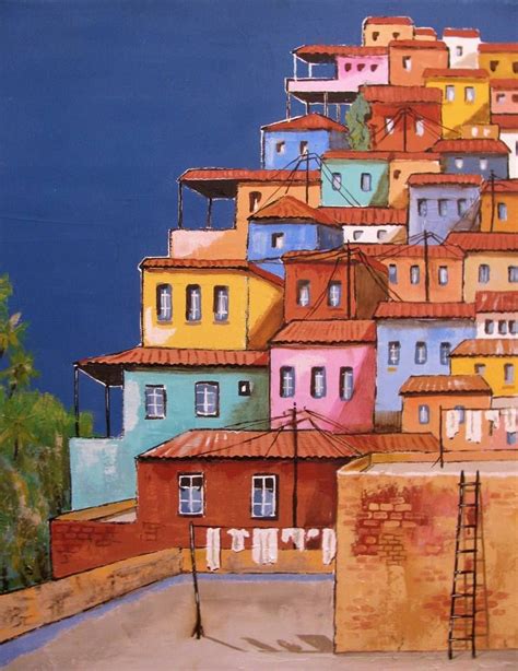 Favela Painting 5, Rio de Janeiro Painting | City painting, Postmodern ...