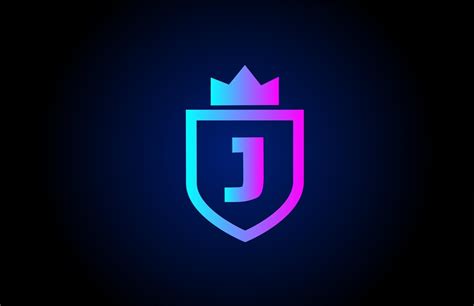 royal J alphabet letter icon logo for business. Company design with king crown and shield in ...