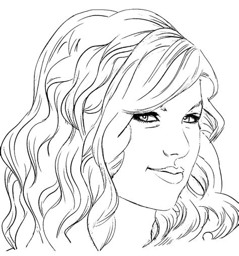Smiling Taylor Swift coloring page - Download, Print or Color Online for Free