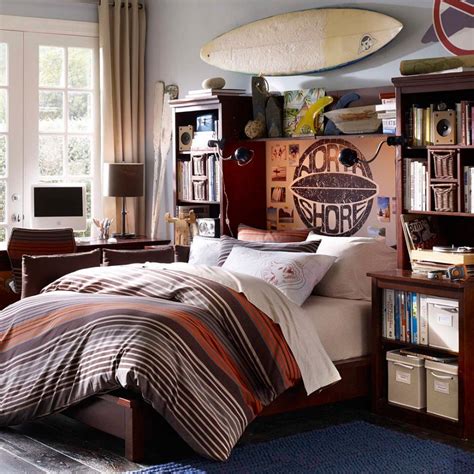 older boys surfing themed bedroom in earthy colors | Interior Design Ideas