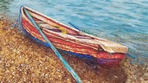 Rustic Boat Acrylic Painting LIVE Tutorial | Canvas painting tutorials, Acrylic painting ...