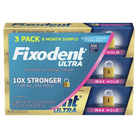 Fixodent Max Hold Dental Adhesive (3 ct) - Instacart