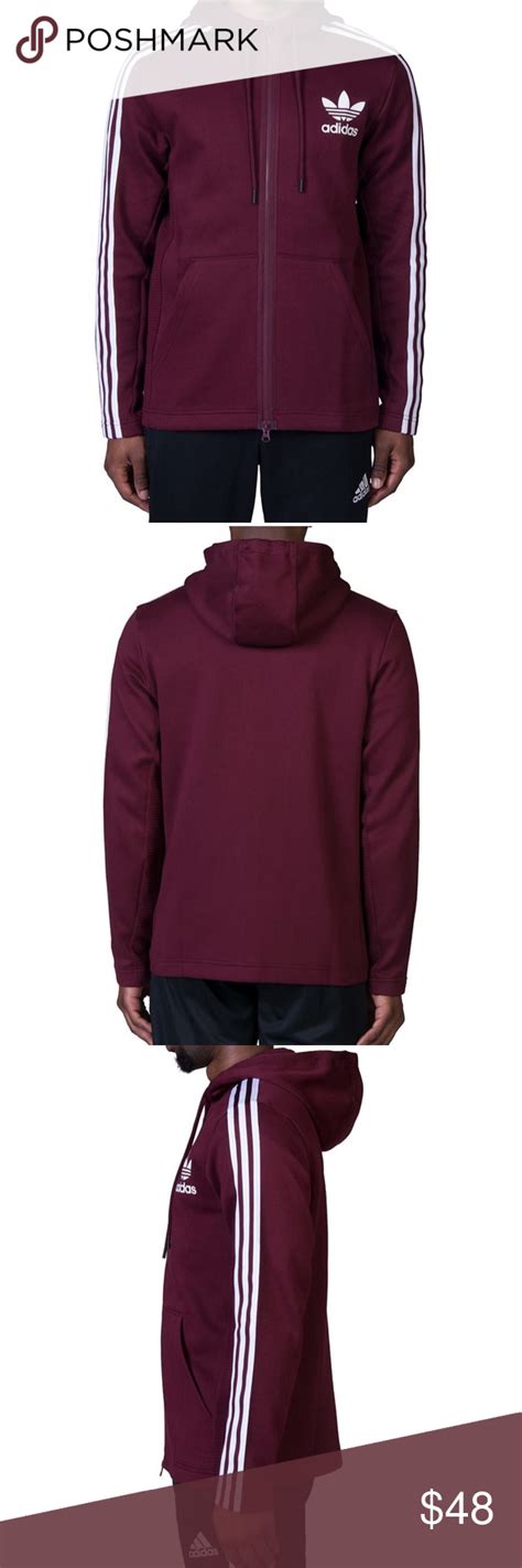 Adidas Maroon Curated Full ZIP Hoodie | Full zip hoodie, Zip hoodie, Red adidas