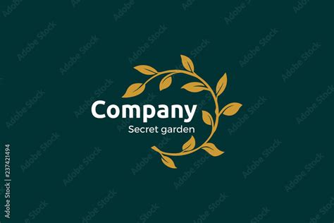 Secret garden restaurant with round leaves logo vector template ...