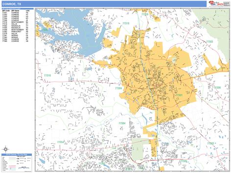 Conroe Texas Wall Map (Basic Style) by MarketMAPS - MapSales