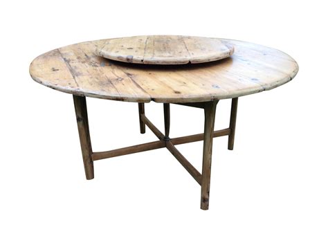 Antique Round Farmhouse Table With Lazy Susan | Antique kitchen table ...