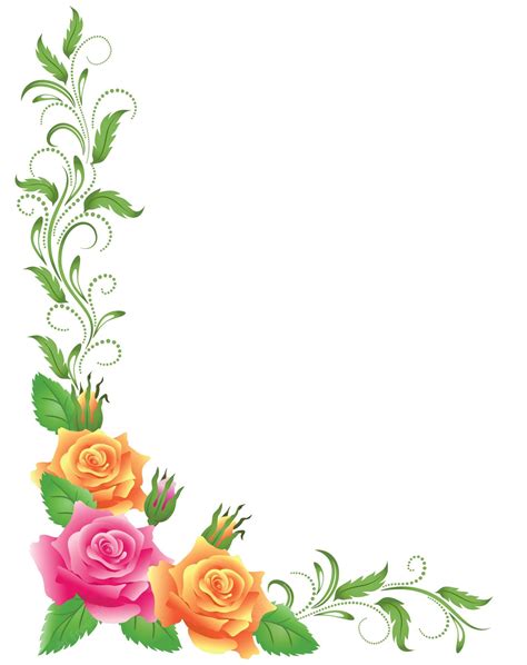 Premium Vector | Pink and yellow roses corner ornament