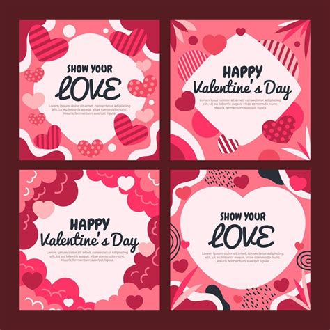 Set of Valentine's Day Greeting Cards 4120219 Vector Art at Vecteezy