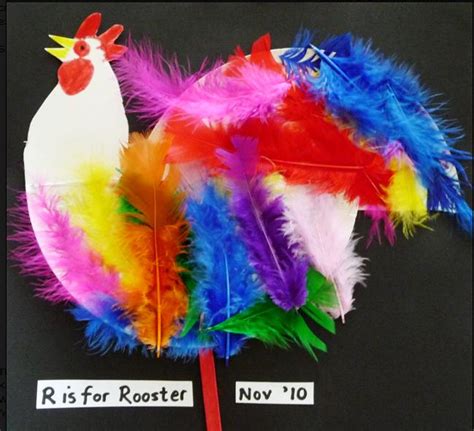 Easy rooster craft with feathers, glue, craft stick and rooster template. | Rooster craft ...