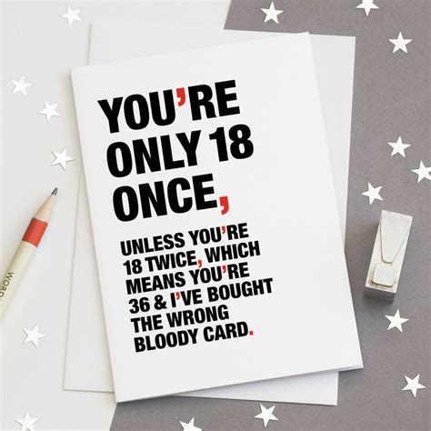 Funny 18th Birthday Card Sarcastic 18th Card Happy 18th Birthday Witty ...