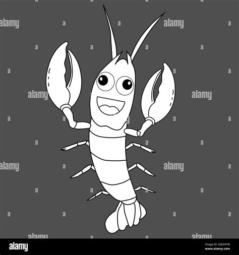 Funny cartoon character crayfish on white background.Vector ...