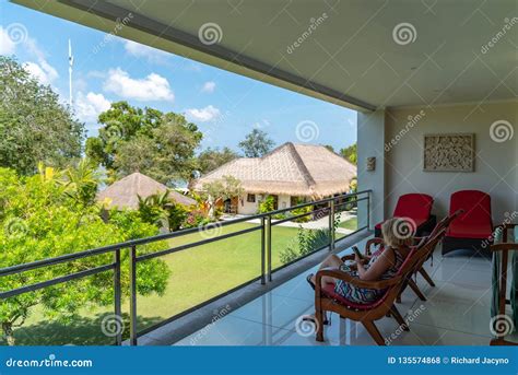 On Holiday in Bali Relaxing on the Balcony Editorial Stock Photo ...