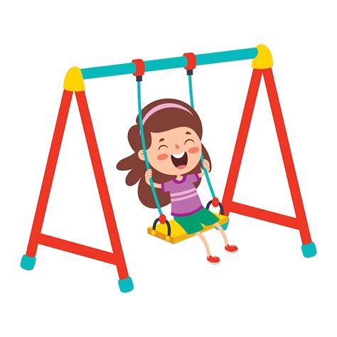 Premium Vector | Funny Kid Playing In A Swing