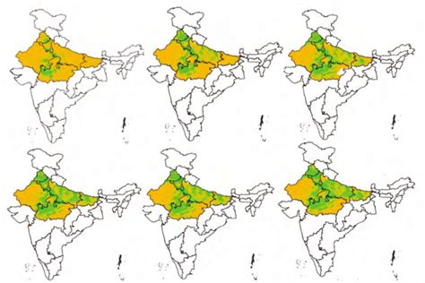 Map of Rabi season crop emergence area progression in 6 States of India ...