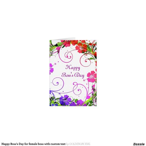 Happy Boss's Day for female boss with custom text Greeting Card | Zazzle