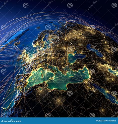 Main air routes in Europe stock illustration. Illustration of planet ...