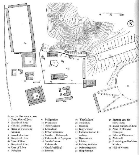 Layout of Olympia (Swaddling, Judith. The Ancient Olympic Games ...